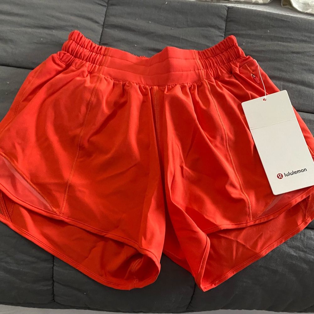 lululemon hotty hot shorts- carnation red NEVER WORN NWOT